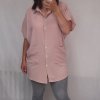 Košile krátký rukáv dámské (4XL-5XL) ITALSKÁ MÓDA IMM219400/DR (Velikost 4XL/5XL, Barva Černá)