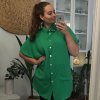 Košile krátký rukáv dámské (4XL-5XL) ITALSKÁ MÓDA IMM219400/DR (Velikost 4XL/5XL, Barva Černá)