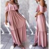 Šaty dlouhé letní carmen přes ramena dámské (S/M ONE SIZE) ITALSKÁ MÓDA IMM21723/DR (Velikost S/M/L, Barva zelená khaki)