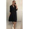 Šaty elegantní košilové 3/4 dlouhý rukáv dámské (UNI S/M) ITALSKÁ MÓDA IMM21903/DR (Velikost S/M/L, Barva Černá)