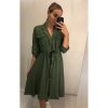 Šaty elegantní košilové 3/4 dlouhý rukáv dámské (UNI S/M) ITALSKÁ MÓDA IMM21903/DR (Velikost S/M/L, Barva Černá)