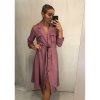 Šaty elegantní košilové 3/4 dlouhý rukáv dámské (UNI S/M) ITALSKÁ MÓDA IMM21903/DR (Velikost S/M/L, Barva Černá)