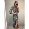 Šaty elegantní dlouhý rukáv dámské leopard (S/M.ONE SIZE) ITALSKÁ MÓDA IMM211310-A/DR