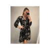 Šaty elegantní šifónové dlouhý rukáv dámské (S/M.ONE SIZE) ITALSKÁ MÓDA IMM211352/DR (Velikost S/M/L, Barva Černá)