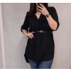 Šaty elegantní s páskem douhý rukáv (L/XL ONE SIZE) ITALSKá MODA IMM21u3297 (Velikost S/M/L, Barva Černá)