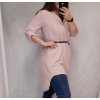 Šaty elegantní s páskem douhý rukáv (L/XL ONE SIZE) ITALSKá MODA IMM21u3297 (Velikost S/M/L, Barva Černá)