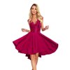 300-4 PATRICIA - dress with longer back with lace neckline - Burgundy color NMC-300-4 (Velikost S, Barva _barva viz foto)