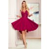 300-4 PATRICIA - dress with longer back with lace neckline - Burgundy color NMC-300-4 (Velikost S, Barva _barva viz foto)