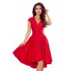 300-2 PATRICIA - dress with longer back with lace neckline - Red NMC-300-2 (Velikost S, Barva _barva viz foto)