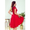 300-2 PATRICIA - dress with longer back with lace neckline - Red NMC-300-2 (Velikost S, Barva _barva viz foto)