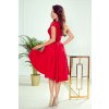 300-2 PATRICIA - dress with longer back with lace neckline - Red NMC-300-2 (Velikost S, Barva _barva viz foto)