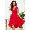 300-2 PATRICIA - dress with longer back with lace neckline - Red NMC-300-2 (Velikost S, Barva _barva viz foto)