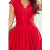 300-2 PATRICIA - dress with longer back with lace neckline - Red NMC-300-2 (Velikost S, Barva _barva viz foto)