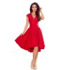 300-2 PATRICIA - dress with longer back with lace neckline - Red NMC-300-2 (Velikost S, Barva _barva viz foto)