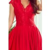 300-2 PATRICIA - dress with longer back with lace neckline - Red NMC-300-2 (Velikost S, Barva _barva viz foto)