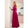 309-1 AMBER elegant lace long dress with a neckline - Burgundy color (Velikost S, Barva _barva viz foto)