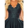 300-5 PATRICIA - dress with longer back with lace neckline - green color (Velikost S, Barva _barva viz foto)