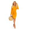 209-8 Dress with a wide tied belt - mustard