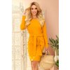 209-8 Dress with a wide tied belt - mustard