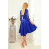 210-12 NICOLLE - šaty s delší zádí s krajkovým výstřihem - CLASSIC BLUE (Velikost S, Barva _barva viz foto)
