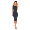 301-3 TAMARA Elegant midi dress with belt - green (Velikost S, Barva _barva viz foto)