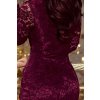 170-10 Lace dress with long sleeves and a neckline - dark plum (Velikost S, Barva _barva viz foto)