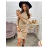 Šaty úpletové prodoužené teplé dlouhý rukáv dámské (S/M ONE SIZE) ITALSKÁ MÓDA IMMF21NC346/DR (Velikost S/M/L, Barva hnědá)