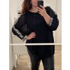 Tunika/halenka dlouhý rukáv dámská nadrozměr  (3XL/4XL ONE SIZE) ITALSKÁ MÓDA IMWQ21223 (Velikost 3XL/4XL, Barva Černá)