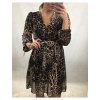 Šaty elegantní dlouhý rukáv dámské leopard (UNI S/M) ITALSKÁ MÓDA IMWA20609/DR