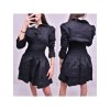 Šaty elegantní košilové dlouhý rukáv dámské černé (S/M ONE SIZE) ITALSKÁ MÓDA IMWD211087/DR