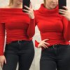 Svetr s goliérem teplý úpletový dlouhý rukáv dámské (S/M/L ONE SIZE) ITALSKá MóDA IM519JM-5813/DR (Velikost S/M/L, Barva šedá)