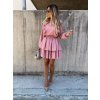 Šaty elegantní dlouhý rukáv s volánky dámské (UNI S/L) ITALSKÁ MÓDA IMY20197 (Velikost S/M/L, Barva tmavě béžová)