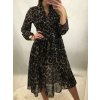 Šaty elegantní dlouhý rukáv leopard dámské (S/M ONE SIZE) ITALSKÁ MÓDA IMWD20503/DR (Barva Černo-bílá)