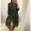 Šaty elegantní dlouhý rukáv leopard dámské (S/M ONE SIZE) ITALSKÁ MÓDA IMWD20503/DR (Barva Černo-bílá)