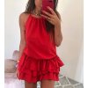 Šaty na ramínkách elegantní společenké dámské (uni s / m) Italská MÓDA IMT19576 / DR (Velikost S/M/L, Barva bílá)