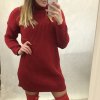 Šaty pletené svetr prodloužený s rolákem dlouhý rukáv dámský (S/M/L ONE SIZE) ITALSKÁ MÓDA IM22080085/DR (Velikost S/M/L, Barva tmavě béžová)