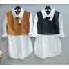 Košile prodloužená s vestou dlouhý rukáv dámské (S/M/L ONE SIZE) ITALSKÁ MÓDA IMWD20699 (Velikost S-L, Barva Černá)