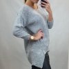 Svetr pletený teplý prodloužený dlouhý rukáv dámský (S/M ONE SIZE) ITALSKÁ MÓDA IMWG20209/DR (Barva tmavě béžová)
