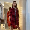 Šaty košilové dlouhý rukáv flanel kostkované dámské (S/M/L/XL ONE SIZE) ITALSKÁ MÓDA IMWD21035/DR (Velikost S/M/L, Barva Černo-bílá)