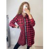 Šaty košilové dlouhý rukáv flanel kostkované dámské (S/M/L/XL ONE SIZE) ITALSKÁ MÓDA IMWD21035/DR