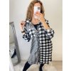 Šaty košilové dlouhý rukáv flanel kostkované dámské (S/M/L/XL ONE SIZE) ITALSKÁ MÓDA IMWD21035/DR (Velikost S/M/L, Barva Černo-bílá)