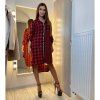 Šaty košilové dlouhý rukáv flanel kostkované dámské (S/M/L/XL ONE SIZE) ITALSKÁ MÓDA IMWD21035/DR (Velikost S/M/L, Barva Černo-bílá)