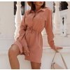 Šaty elegantní košilové dlouhý rukáv dámské (UNI S/L) ITALSKÁ MÓDA IMWD20035/DR (Velikost S/M/L, Barva Černá)