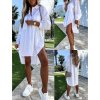 Šaty elegantní košilové dlouhý rukáv dámské (S/L ONE SIZE) ITALSKÁ MÓDA IMWD21531/DR (Velikost S/M/L, Barva Černá)