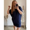 Šaty oversize krátký rukáv dámské (L/XL/2XL/3XL ONE SIZE) ITALSKÁ MÓDA IMD20451/DR (Velikost 2XL/3XL, Barva tmavě modrá)