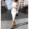 Souprava letní tričko dlouhý rukáv a sukně dámská (S/M ONE SIZE) TURECKÁ MÓDA IMWK21165A (Velikost S/M/L, Barva bílá)