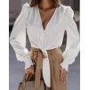 Halenka elegantní dlouhý rukáv dámská (S/M ONE SIZE) ITALSKÁ MÓDA IMWD211175 (Velikost S/M/L, Barva bílá)