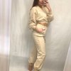 Souprava mikina dlouhý rukáv a tepláky dámská (S/M ONE SIZE) ITALSKÁ MÓDA IMWD21629/DR (Velikost S/M/L, Barva tmavě béžová)