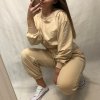Souprava mikina dlouhý rukáv a tepláky dámská (S/M ONE SIZE) ITALSKÁ MÓDA IMWD21629/DR (Velikost S/M/L, Barva tmavě béžová)