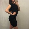 Šaty sportovní krátký rukáv dámské (S/M ONE SIZE) ITALSKÁ MÓDA IMD21402/DR (Velikost S/M/L, Barva Černá)
